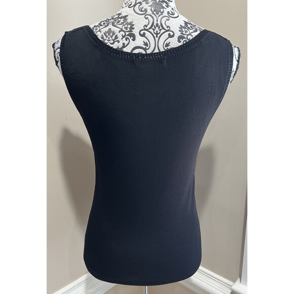 Sweater Works Womens Y2K Flamingo Sequin Knit Top Sz S Black Pink Mob Wife - Picture 5 of 12